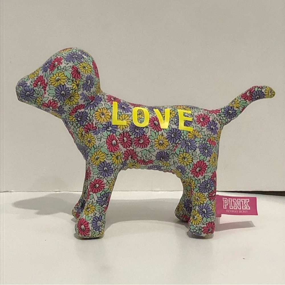 PINK Victoria's Secret LOVE Floral Stuffed Dog